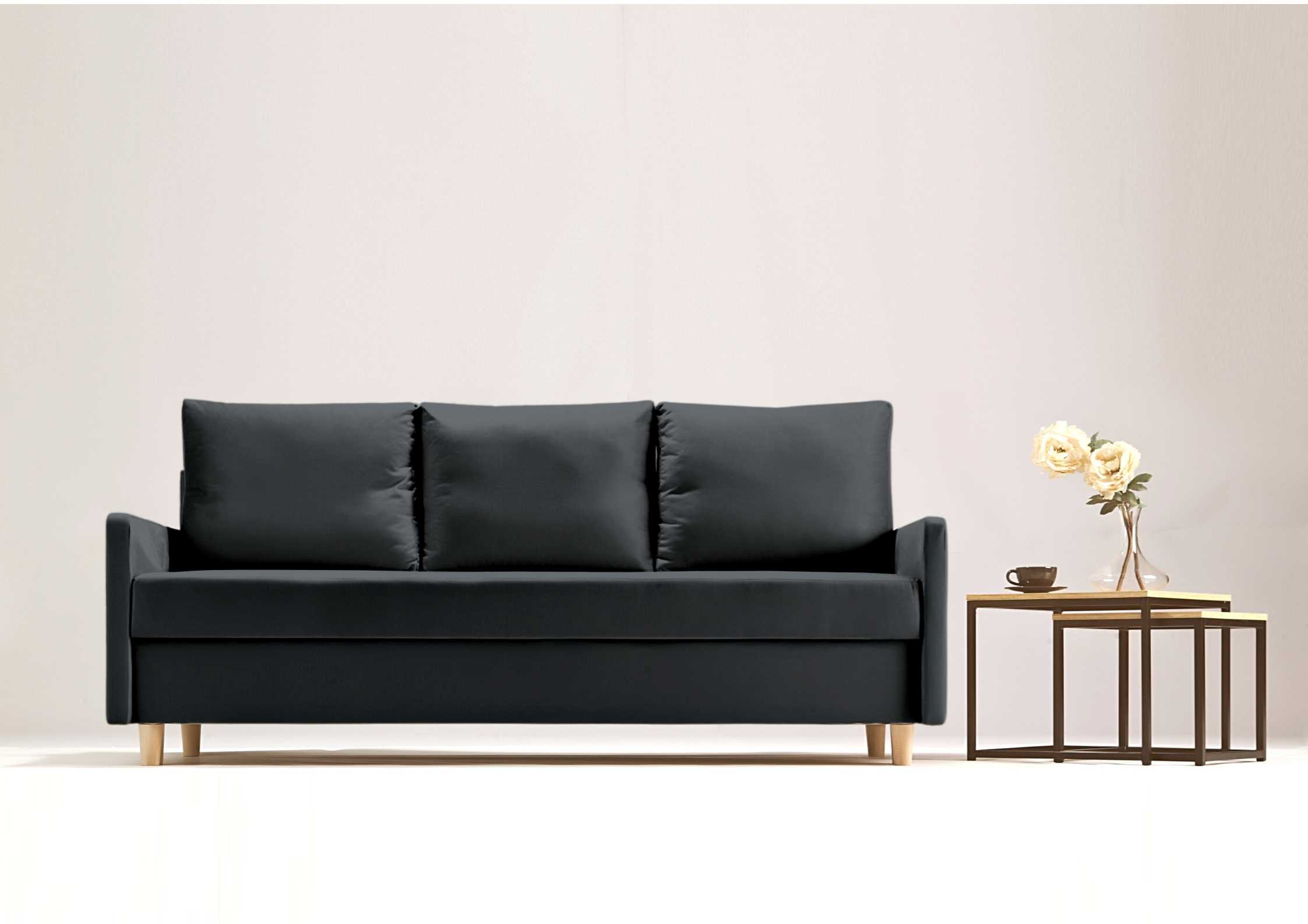 Czarna skandynawska sofa rozkładana